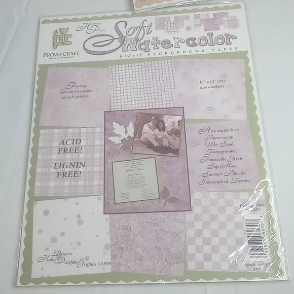 PROVO CRAFT SOFT WATERCOLOR SCRAPBOOK BACKGROUND PAPER 4 PACK BUNDLE - Picture 6 of 6
